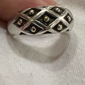 Rare Retired James Avery 14k and Sterling Silver Spanish Lattice Ring Size 9.5